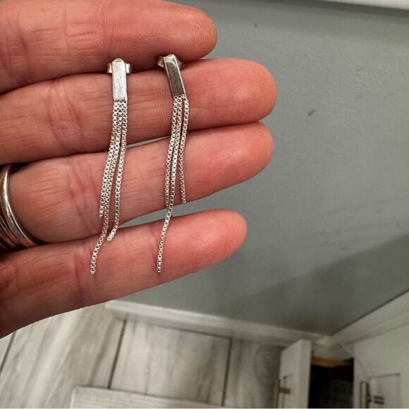 Saviano Silver Chain Earrings - Picture 2 of 7